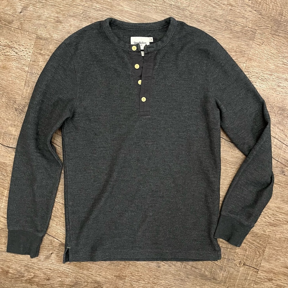 Thick Thermal Long Sleeve Textured Henley - S
